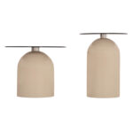 ΣΕΤ 2 ΤΡΑΠΕΖΙΑ ΣΑΛΟΝΙΟΥ FB918313.04 ΜΠΕΖ ΜΕΤΑΛ.ΒΑΣΕΙΣ--ΓΥΑΛΙ Φ50εκ & Φ80εκ - Image 5