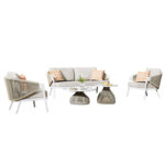 ΣΕΤ ΣΑΛΟΝΙ 5ΤΜΧ FB96473.02 ΚΡΕΜ ΑΛΟΥΜΙΝΙΟ--ΜΠΕΖ ΣΧΟΙΝΙ & OLEFIN ΥΦΑΣΜΑ