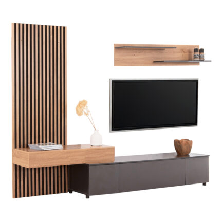 ΣΥΝΘΕΣΗ ΤΗΛΕΟΡΑΣΗΣ FB918076.02 ΜΕΛΑΜΙΝΗ ΣΕ ΣΟΝΑΜΑ-ΣΚΟΥΡΟ ΓΚΡΙ 249.5x42.2x199.5Υεκ