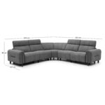 ΓΩΝΙΑΚΟΣ ΚΑΝΑΠΕΣ ΜΕ RECLINE FB93290.01 ΓΚΡΙ ΥΦΑΣΜΑ 293x293x98Υεκ. - Image 3