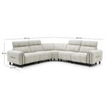 ΓΩΝΙΑΚΟΣ ΚΑΝΑΠΕΣ ΜΕ RECLINE FB93290.02 ΜΠΕΖ ΥΦΑΣΜΑ 293x293x98Υεκ. - Image 2