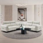ΓΩΝΙΑΚΟΣ ΚΑΝΑΠΕΣ ΜΕ RECLINE FB93290.02 ΜΠΕΖ ΥΦΑΣΜΑ 293x293x98Υεκ. - Image 3
