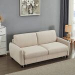 ΚΑΝΑΠΕΣ-ΚΡΕΒΑΤΙ ΜΕ ΑΝΑΔΙΠΛ.ΣΤΡΩΜΑ FB93311.02 ΜΠΕΖ ΥΦΑΣΜΑ 185x97x87Υεκ - Image 4