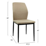 ΚΑΡΕΚΛΑ ΤΡΑΠΕΖΑΡΙΑΣ FB918346.04 ΜΠΕΖ ΥΦΑΣΜΑ-ΜΕΤΑΛΛΙΚΑ ΠΟΔΙΑ ΜΑΥΡΑ 41,5x52x87Υεκ. - Image 2