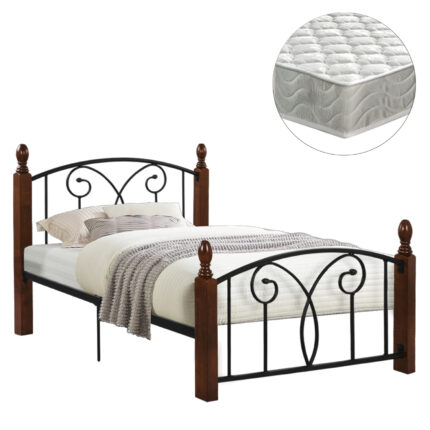 ΚΡΕΒΑΤΙ ΜΟΝΟ & ΣΤΡΩΜΑ FB921331 ΜΕΤΑΛΛΟ & ΞΥΛΟ ΣΕ ΚΑΡΥΔΙ--ΣΤΡΩΜΑ 90x190εκ