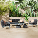 ΣΕΤ ΣΑΛΟΝΙ 5ΤΜΧ FB96473.01 ΣΚΟΥΡΟ ΓΚΡΙ ΑΛΟΥΜΙΝΙΟ-ΣΧΟΙΝΙ-OLEFIN ΥΦΑΣΜΑ - Image 2