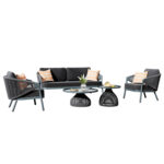 ΣΕΤ ΣΑΛΟΝΙ 5ΤΜΧ FB96473.01 ΣΚΟΥΡΟ ΓΚΡΙ ΑΛΟΥΜΙΝΙΟ-ΣΧΟΙΝΙ-OLEFIN ΥΦΑΣΜΑ