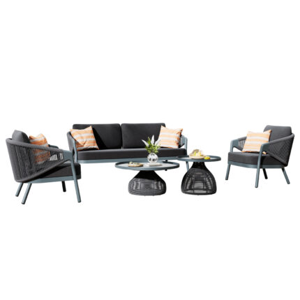 ΣΕΤ ΣΑΛΟΝΙ 5ΤΜΧ FB96473.01 ΣΚΟΥΡΟ ΓΚΡΙ ΑΛΟΥΜΙΝΙΟ-ΣΧΟΙΝΙ-OLEFIN ΥΦΑΣΜΑ