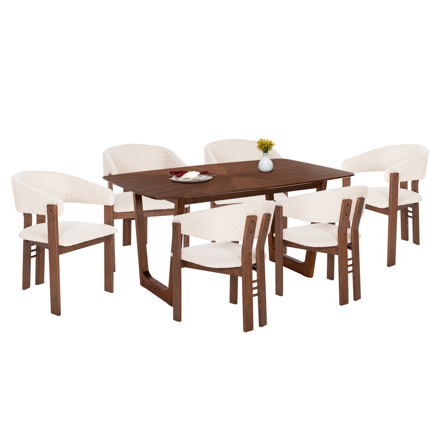 ΣΕΤ ΤΡΑΠΕΖΑΡΙΑΣ 7ΤΜΧ FB921338.01 ΤΡΑΠΕΖΙ ΑΠΟ MDF--ΚΑΡΕΚΛΕΣ ΜΕ ΜΠΟΥΚΛΕ ΥΦΑΣΜΑ