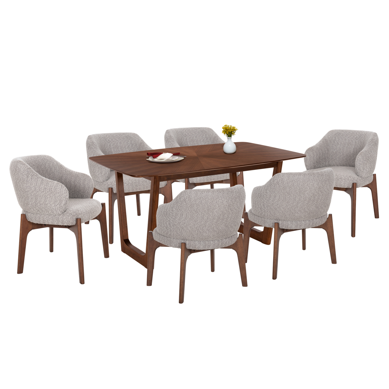 ΣΕΤ ΤΡΑΠΕΖΑΡΙΑΣ 7ΤΜΧ FB921338.02 ΤΡΑΠΕΖΙ ΑΠΟ MDF--ΚΑΡΕΚΛΕΣ ΜΕ ΜΠΟΥΚΛΕ ΥΦΑΣΜΑ