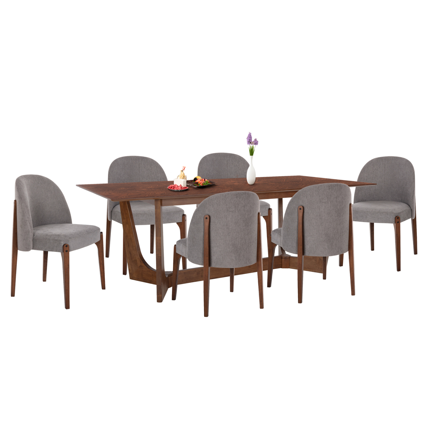 ΣΕΤ ΤΡΑΠΕΖΑΡΙΑΣ 7ΤΜΧ FB921339 ΤΡΑΠΕΖΙ ΑΠΟ MDF--ΚΑΡΕΚΛΕΣ ΑΠΟ RUBBERWOOD & ΥΦΑΣΜΑ