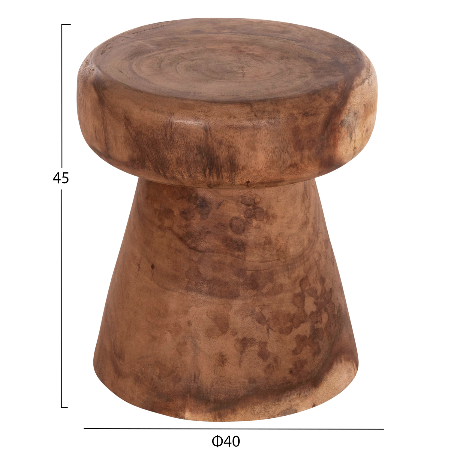 ΣΚΑΜΠΟ-ΤΡΑΠΕΖΑΚΙ ΣΤΡΟΓΓΥΛΟ FB99793.11 ΜΑΣΙΦ ΞΥΛΟ SUAR-ΦΥΣΙΚΟ Φ40x45Υεκ. - Image 2