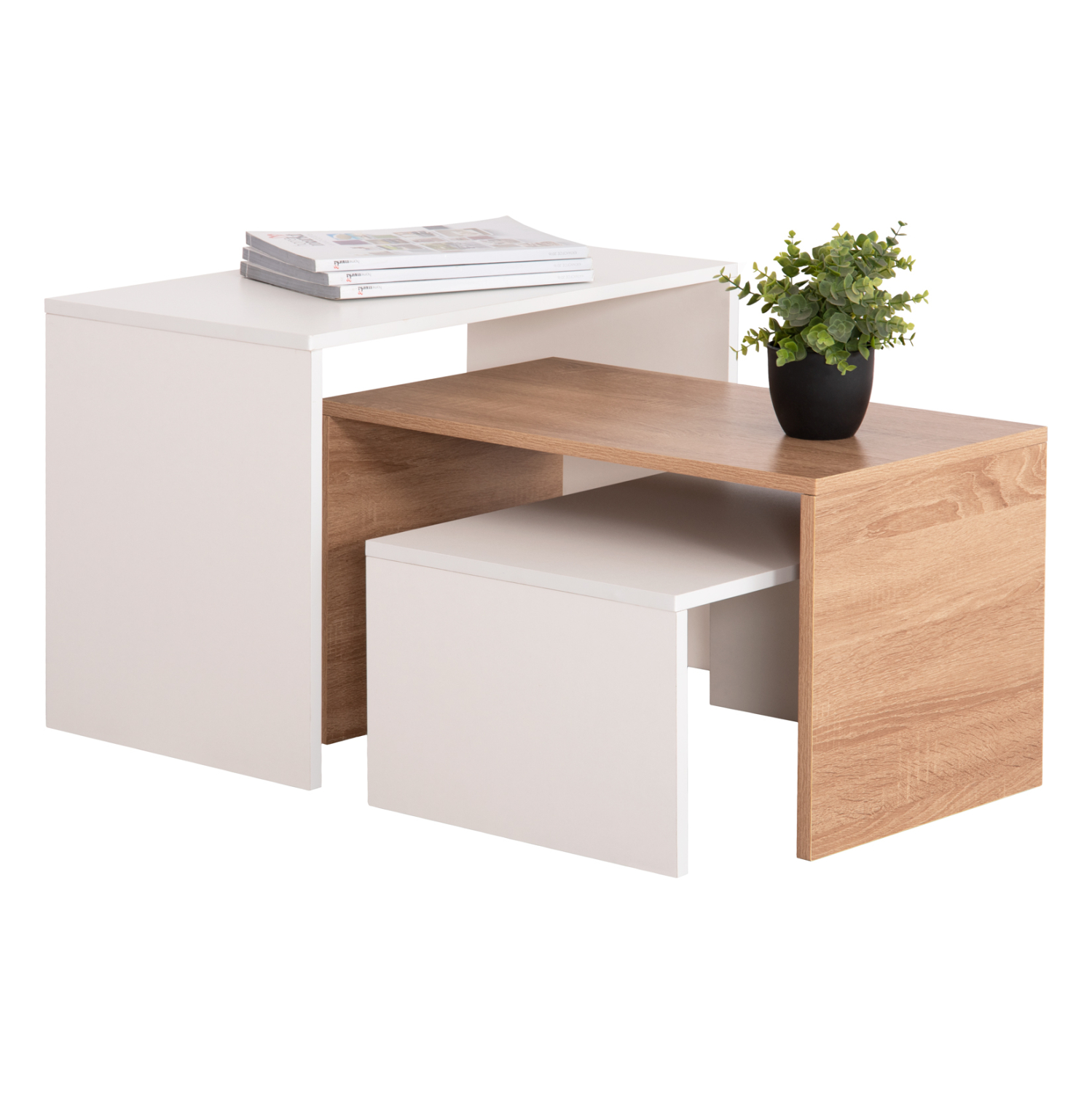 trapezi-salonioy-set-3tmch-fb9944411-mel ΤΡΑΠΕΖΙ ΣΑΛΟΝΙΟΥ ΣΕΤ 3ΤΜΧ FB99444.11 ΜΕΛΑΜΙΝΗ SONAMA-ΛΕΥΚΟ 65x35x45Υεκ - Image 1