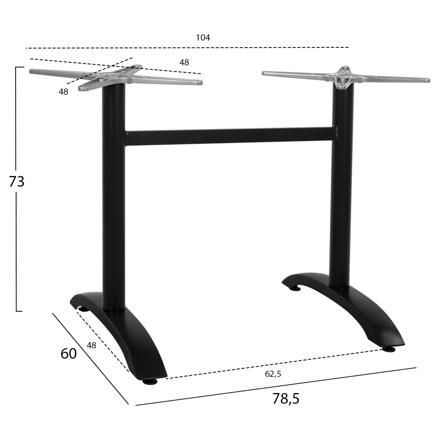 ΒΑΣΗ ΑΛΟΥΜΙΝΙΟΥ ΔΙΣΤΗΛΗ FB9461.01 ΜΑΥΡΟ ΜΑΤ 78,5Χ60Χ73Υ εκ. - Image 2