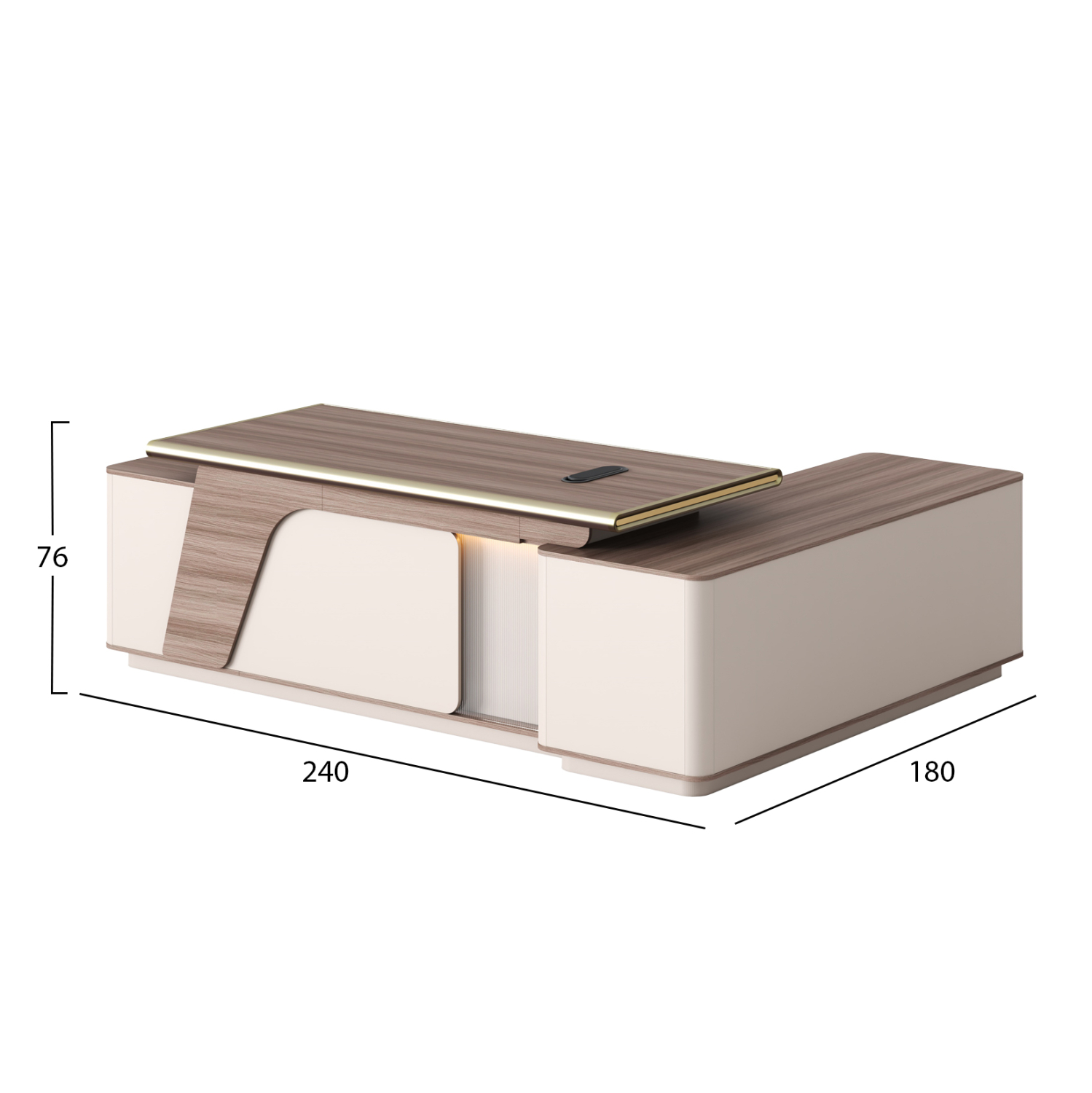 ΓΡΑΦΕΙΟ ΑΡΙΣΤΕΡΗ ΓΩΝΙΑ FB92136L ΜΕΛΑΜΙΝΗ ΦΥΣΙΚΟ-ΜΠΕΖ--LED ΦΩΤΙΣΜΟΣ 240x180x76Υεκ - Image 2