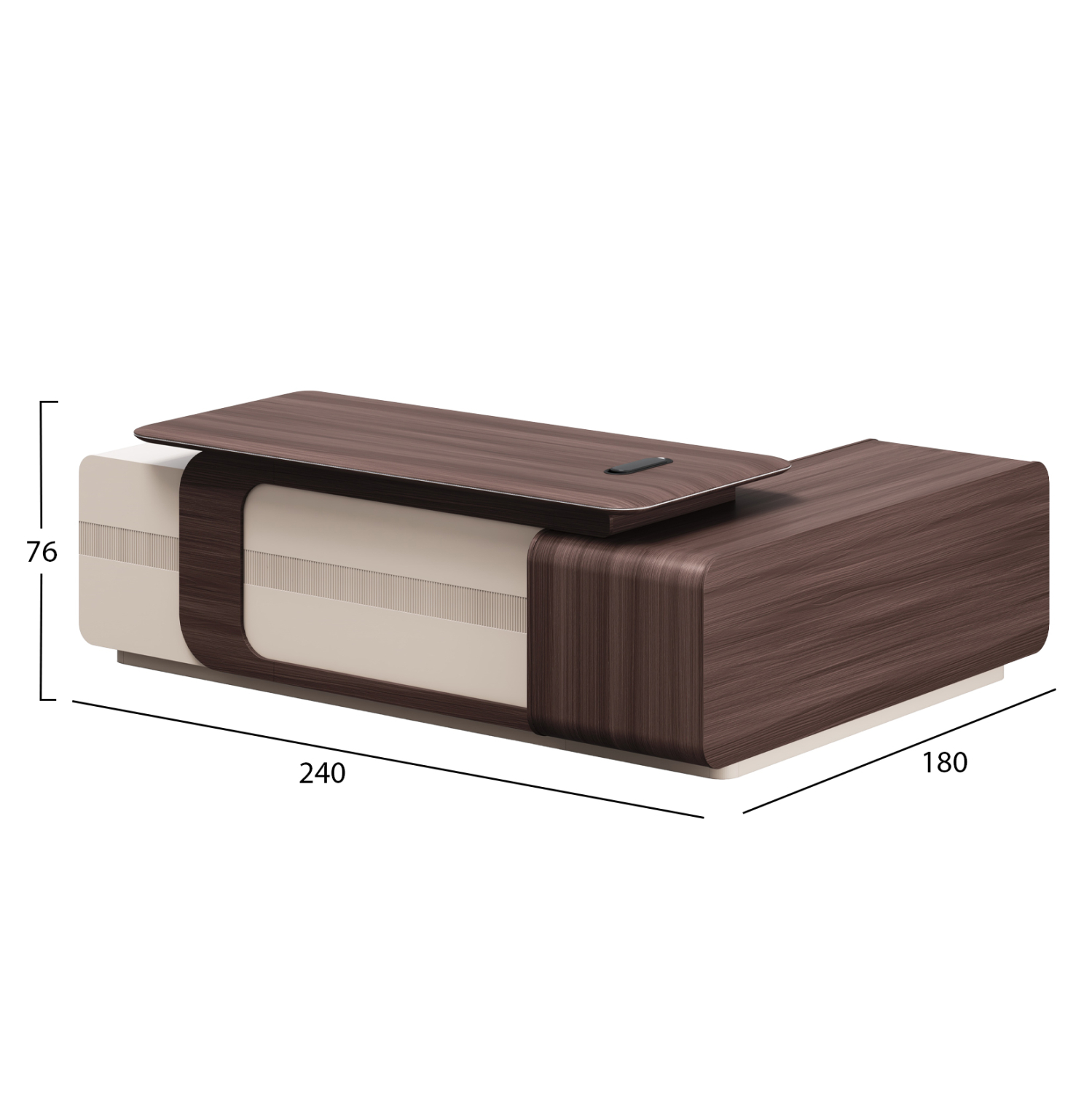 ΓΡΑΦΕΙΟ ΑΡΙΣΤΕΡΗ ΓΩΝΙΑ FB92146L ΜΕΛΑΜΙΝΗ ΣΕ ΚΑΡΥΔΙ-ΜΠΕΖ 240x180x76Υεκ - Image 2