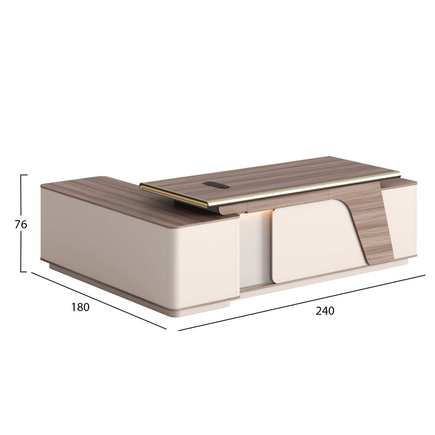 ΓΡΑΦΕΙΟ ΔΕΞΙΑ ΓΩΝΙΑ FB92136R ΜΕΛΑΜΙΝΗ ΦΥΣΙΚΟ-ΜΠΕΖ--LED ΦΩΤΙΣΜΟΣ 240x180x76Υ - Image 2