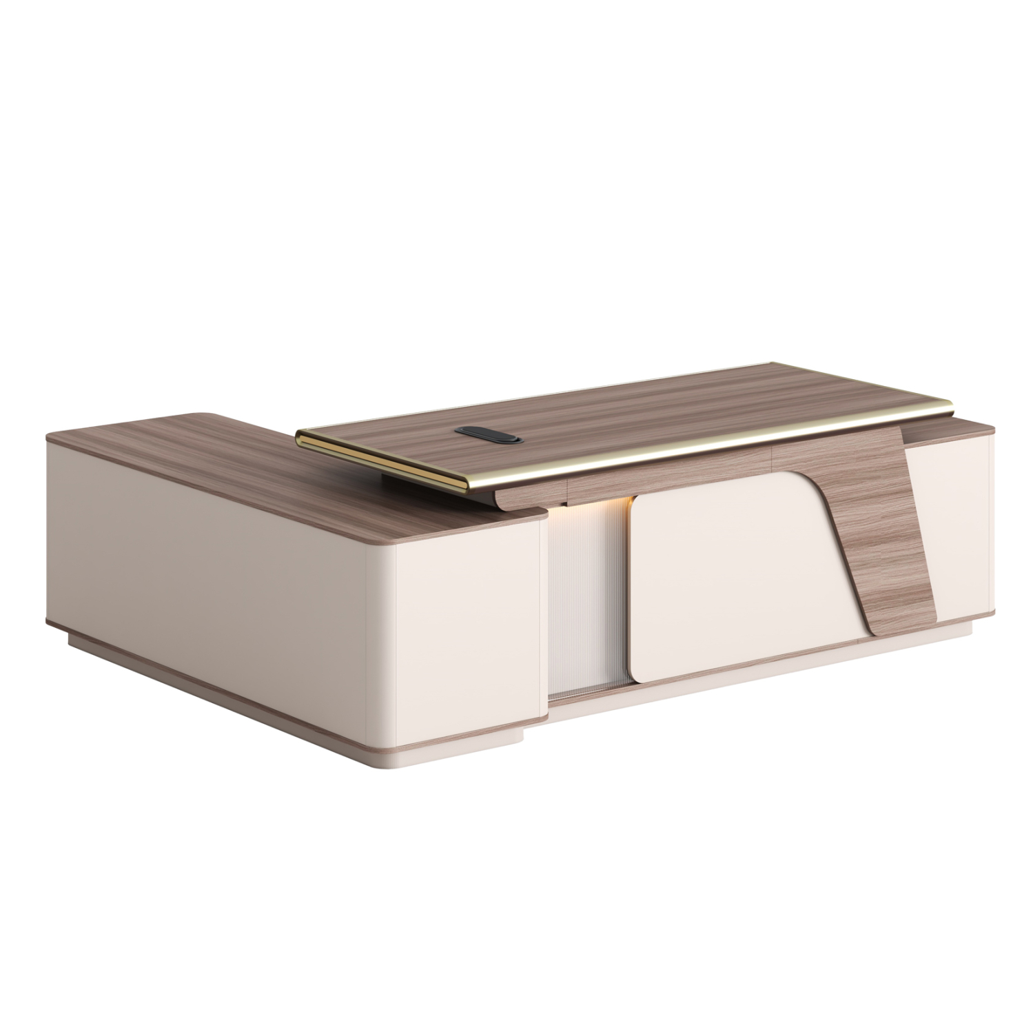 ΓΡΑΦΕΙΟ ΔΕΞΙΑ ΓΩΝΙΑ FB92136R ΜΕΛΑΜΙΝΗ ΦΥΣΙΚΟ-ΜΠΕΖ--LED ΦΩΤΙΣΜΟΣ 240x180x76Υ