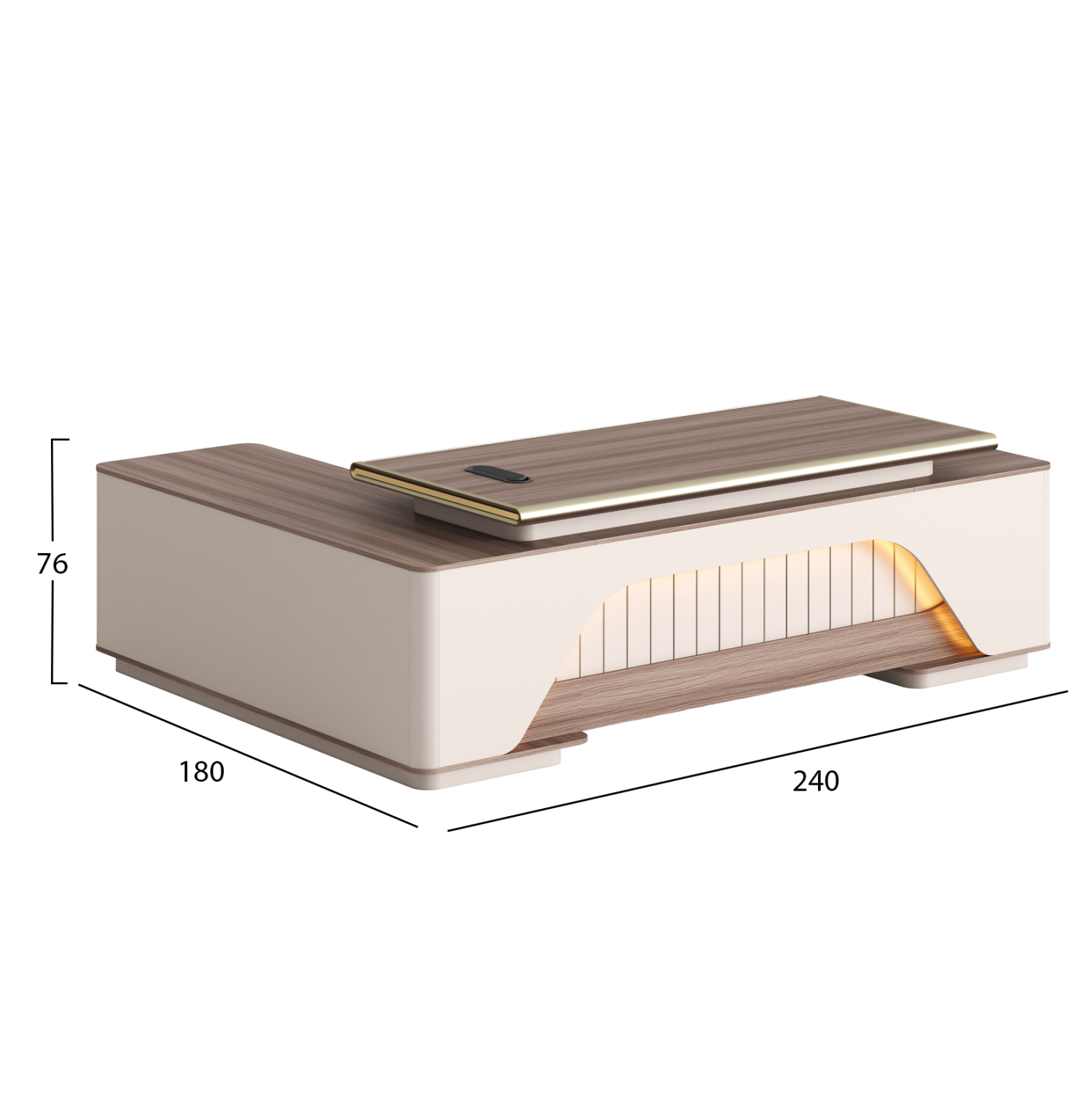ΓΡΑΦΕΙΟ ΔΕΞΙΑ ΓΩΝΙΑ FB92137R ΜΕΛΑΜΙΝΗ ΜΠΕΖ--LED ΦΩΤΙΣΜΟΣ 240x180x76Υεκ. - Image 2
