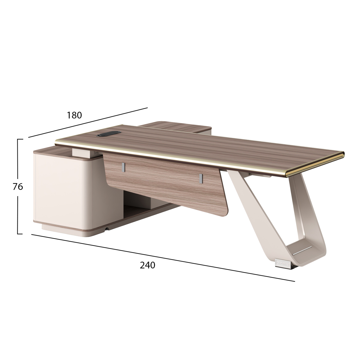 ΓΡΑΦΕΙΟ ΔΕΞΙΑ ΓΩΝΙΑ FB92139R ΜΕΛΑΜΙΝΗ ΦΥΣΙΚΟ-ΜΠΕΖ--ΜΕΤΑΛ. ΠΟΔΙ 240x180x76Υ - Image 2