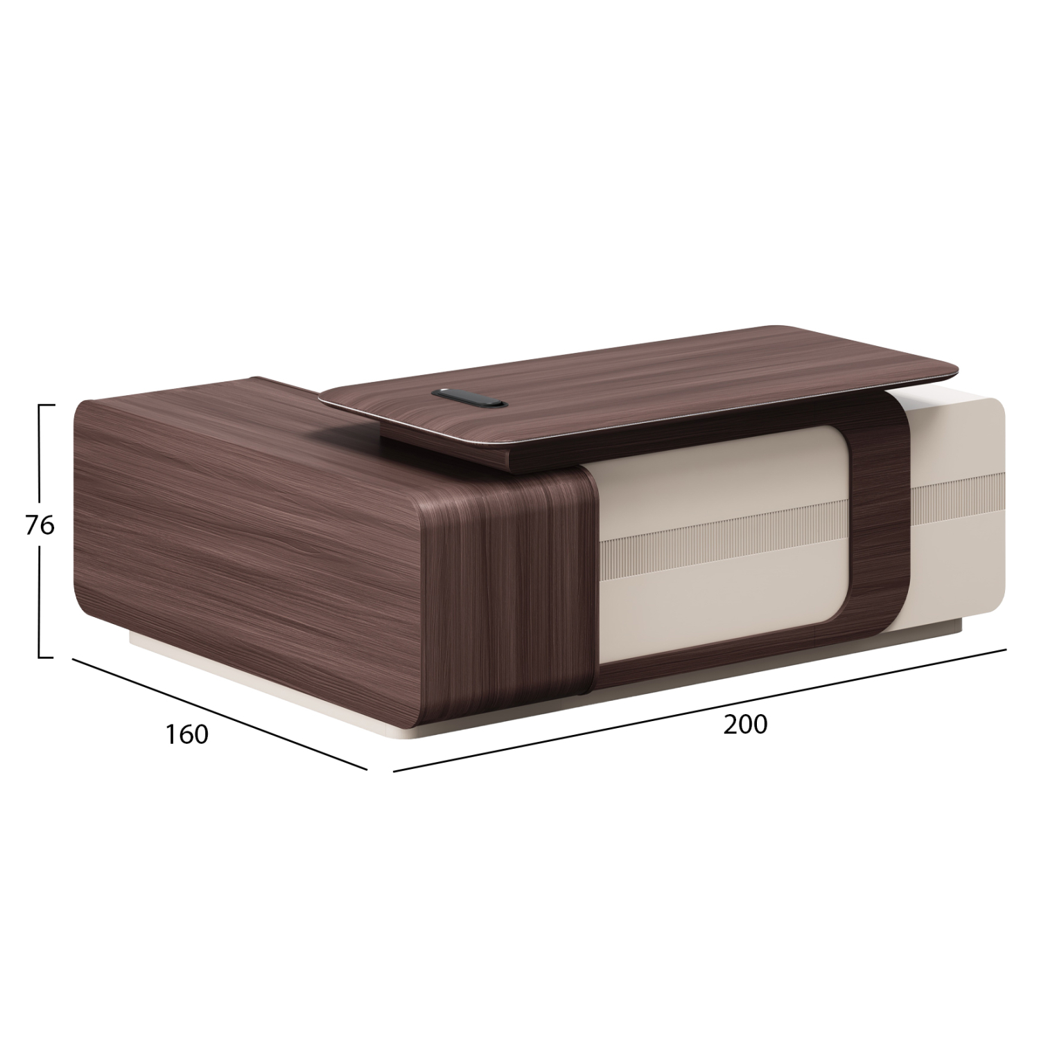 ΓΡΑΦΕΙΟ ΔΕΞΙΑ ΓΩΝΙΑ FB92147R ΜΕΛΑΜΙΝΗ ΣΕ ΚΑΡΥΔΙ-ΜΠΕΖ 200x160x76Υεκ - Image 2