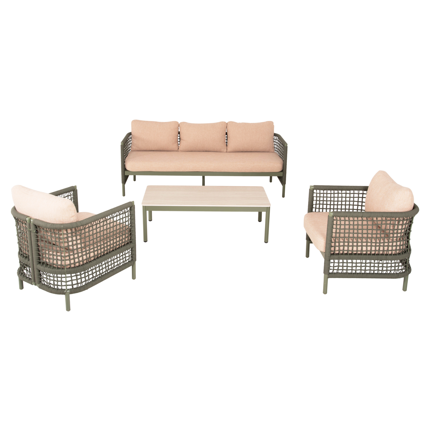 ΣΕΤ ΣΑΛΟΝΙ 4ΤΜΧ FB96251.03 ΑΛΟΥΜΙΝΙΟ & ΣΧΟΙΝΙ ΠΡΑΣΙΝΟ-ΜΑΞΙΛΑΡΙΑ ΜΠΕΖ - Image 5