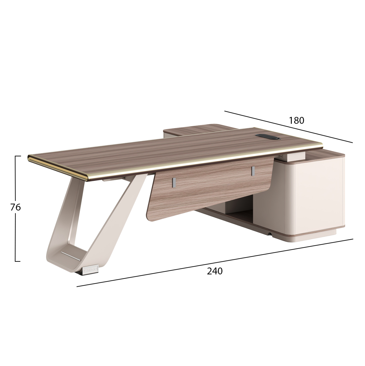 ΓΡΑΦΕΙΟ ΑΡΙΣΤΕΡΗ ΓΩΝΙΑ FB92139L ΜΕΛΑΜΙΝΗ ΣΕ ΦΥΣΙΚΟ-ΜΠΕΖ--ΜΕΤΑΛ.ΠΟΔΙ 240x180x76Υεκ - Image 2