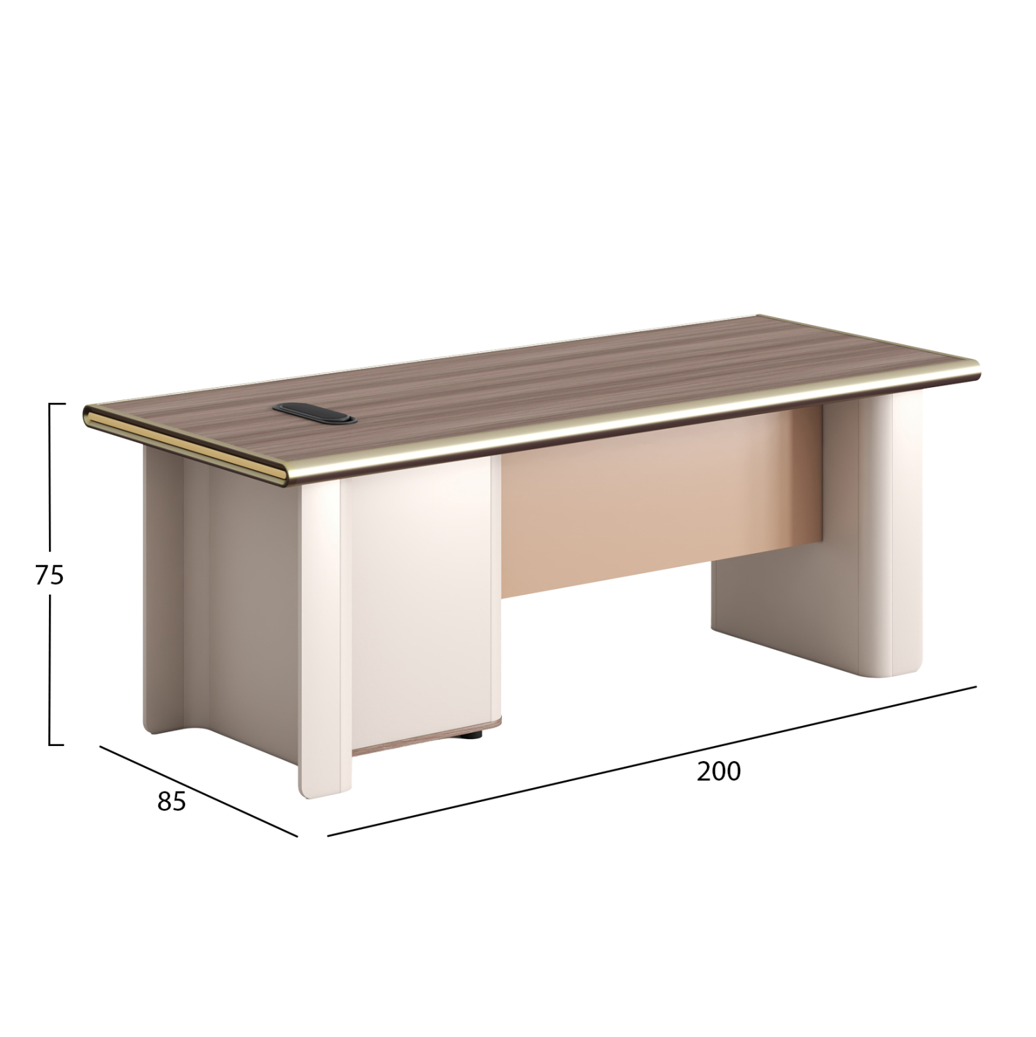 ΓΡΑΦΕΙΟ FB92138 ΜΕΛΑΜΙΝΗ ΦΥΣΙΚΟ-ΜΠΕΖ 200x85x75Υεκ. - Image 2