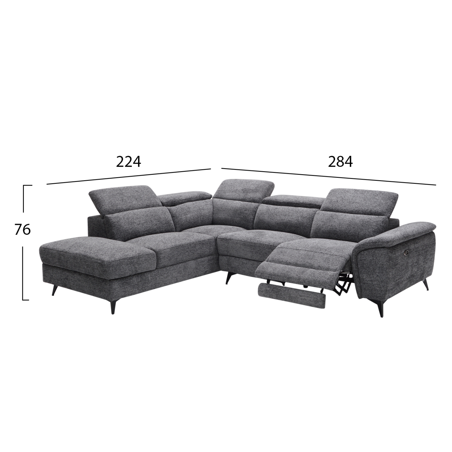 ΚΑΝΑΠΕΣ ΑΡΙΣΤΕΡΗ ΓΩΝΙΑ-ΑΝΑΚΛΙΣΗ & ΑΠΟΘ.ΧΩΡΟΣ FB93339.01L ΓΚΡΙ ΥΦΑΣΜΑ 284x224x76Υεκ - Image 2