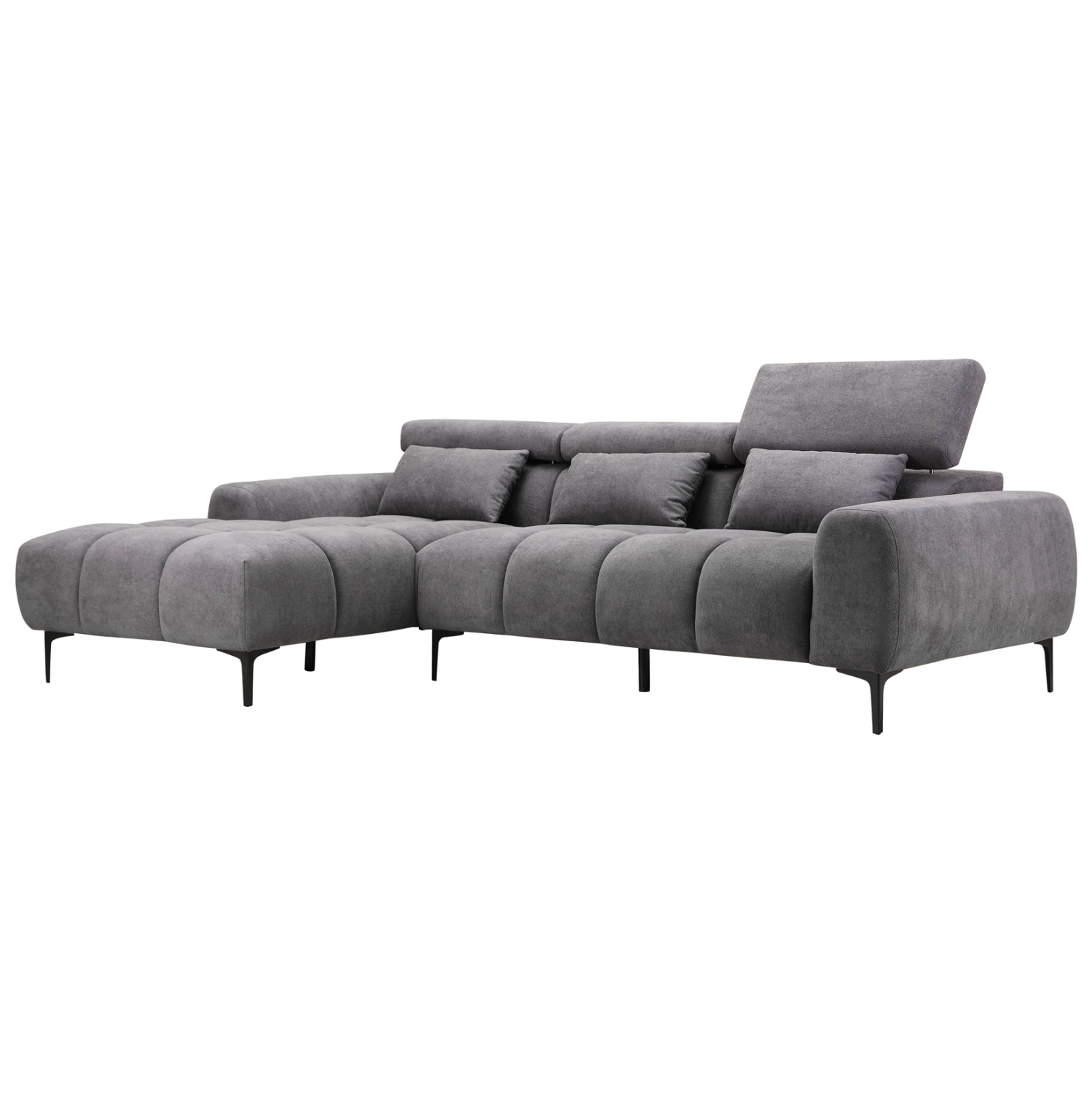 ΚΑΝΑΠΕΣ ΑΡΙΣΤΕΡΗ ΓΩΝΙΑ FB93267.12L ΓΚΡΙ ΥΦΑΣΜΑ 264x175x99Υεκ.