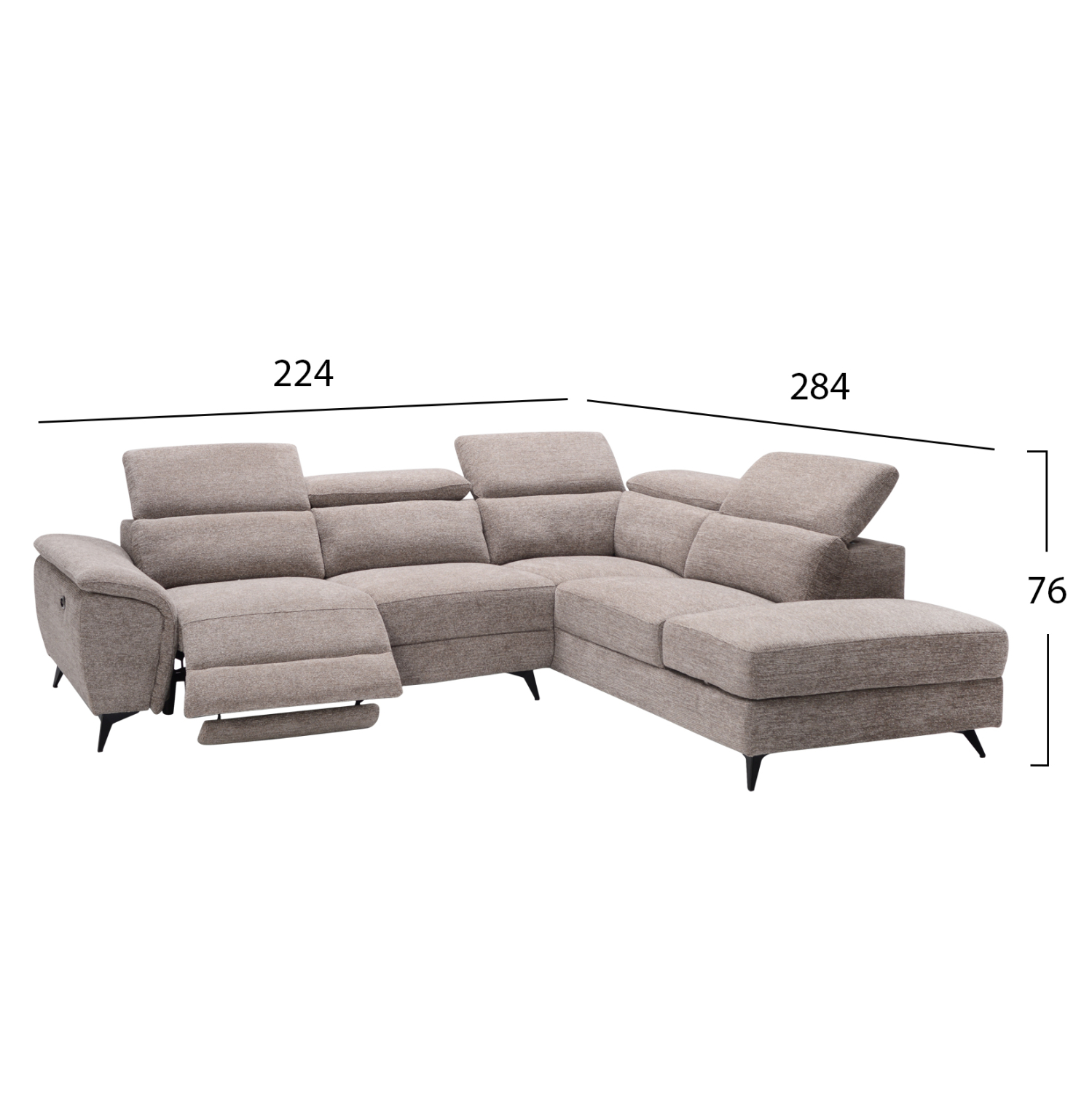 ΚΑΝΑΠΕΣ ΔΕΞΙΑ ΓΩΝΙΑ-ΑΝΑΚΛΙΣΗ & ΑΠΟΘ.ΧΩΡΟΣ FB93339.02R ΜΠΕΖ ΥΦΑΣΜΑ 284x224x76Υεκ - Image 2