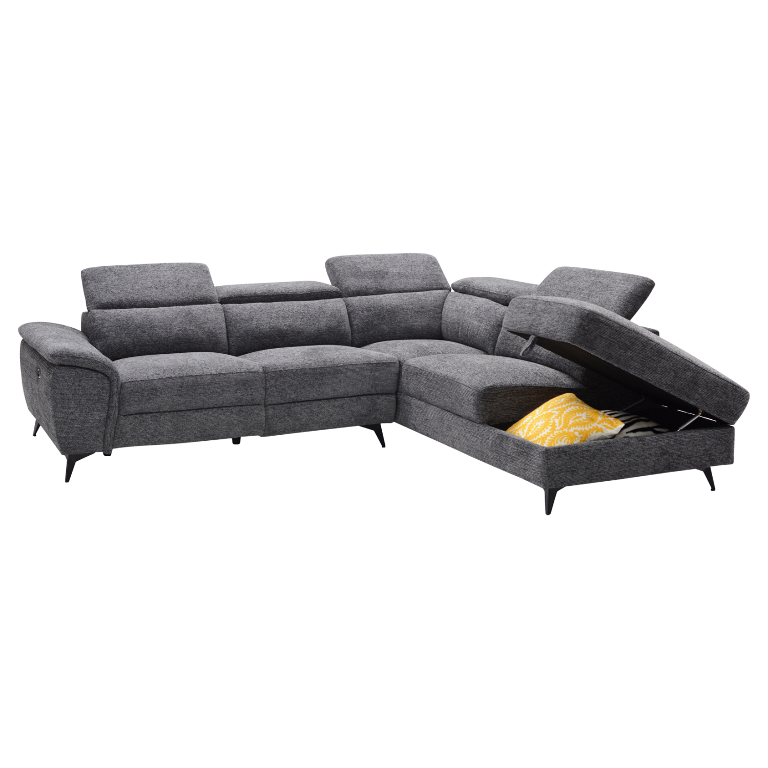 ΚΑΝΑΠΕΣ ΔΕΞΙΑ ΓΩΝΙΑ-ΑΝΑΚΛΙΣΗ & ΑΠΟΘ.ΧΩΡΟΣ FB93339.01R ΓΚΡΙ ΥΦΑΣΜΑ 284x224x76Υεκ - Image 3