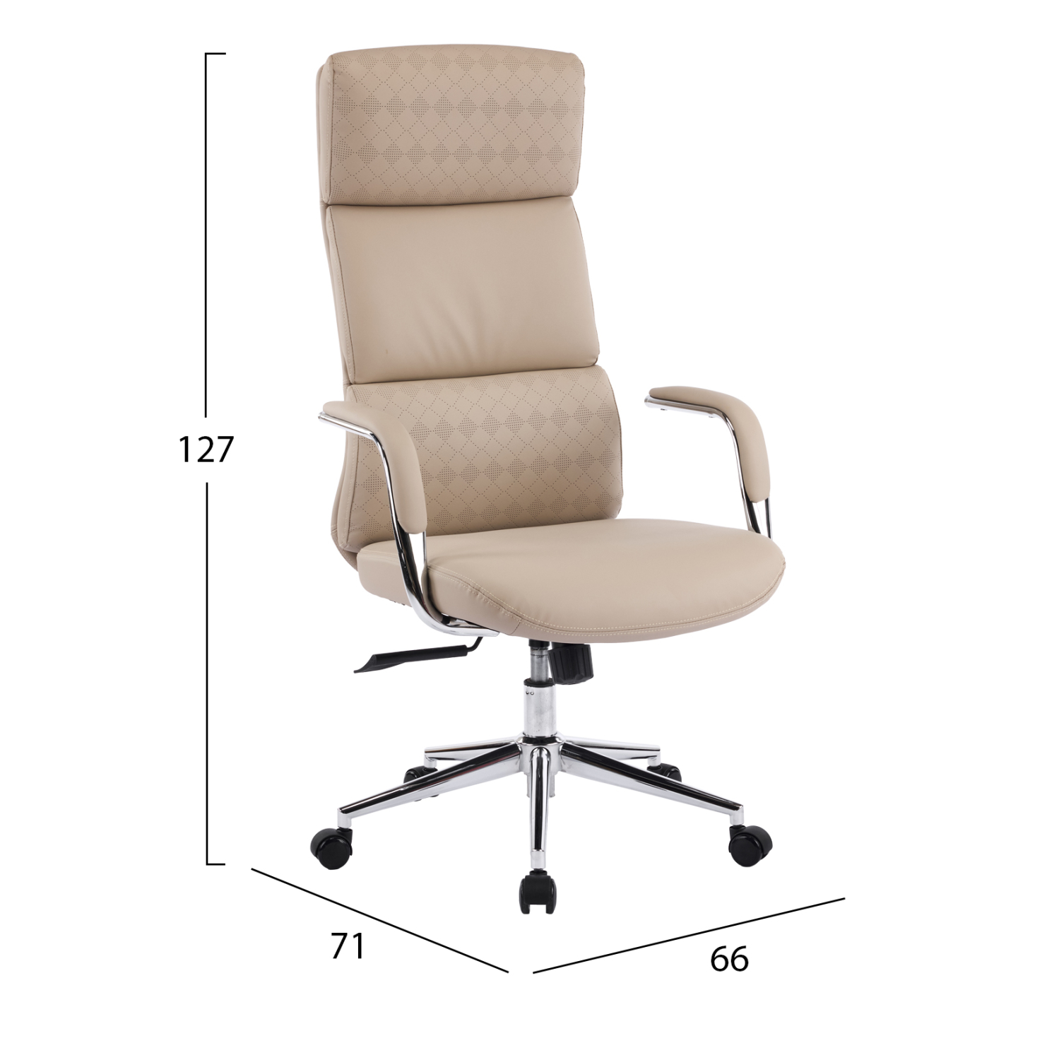 ΚΑΡΕΚΛΑ ΓΡΑΦΕΙΟΥ FB918353.02 ΜΠΕΖ PU ΔΕΡΜΑ--ΒΑΣΗ ΧΡΩΜΙΟΥ 66x71x127Υεκ - Image 2