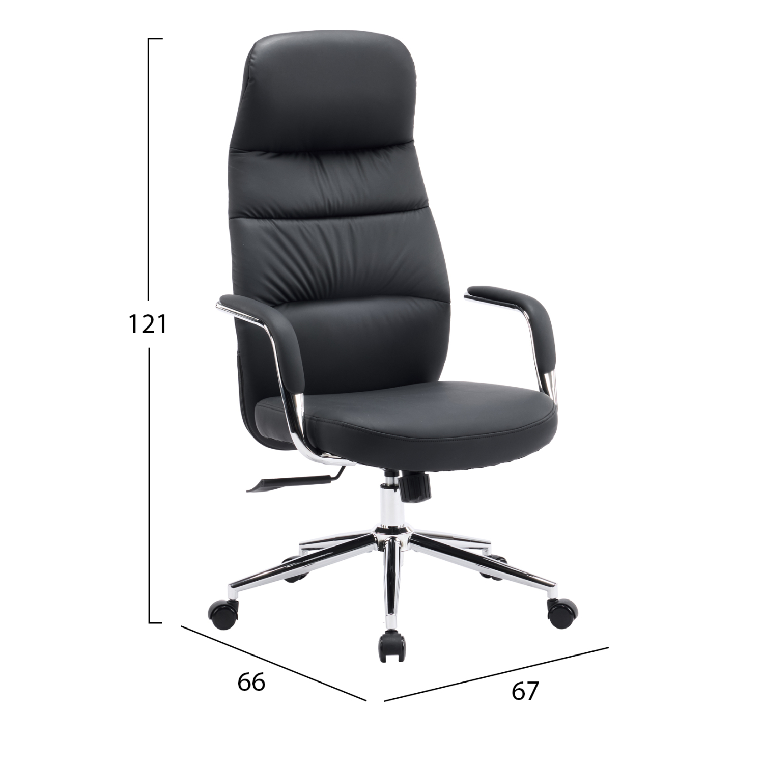 ΚΑΡΕΚΛΑ ΓΡΑΦΕΙΟΥ FB918355.01 ΜΑΥΡΟ PU ΔΕΡΜΑ--ΒΑΣΗ ΧΡΩΜΙΟΥ 67x66x121Υεκ - Image 2