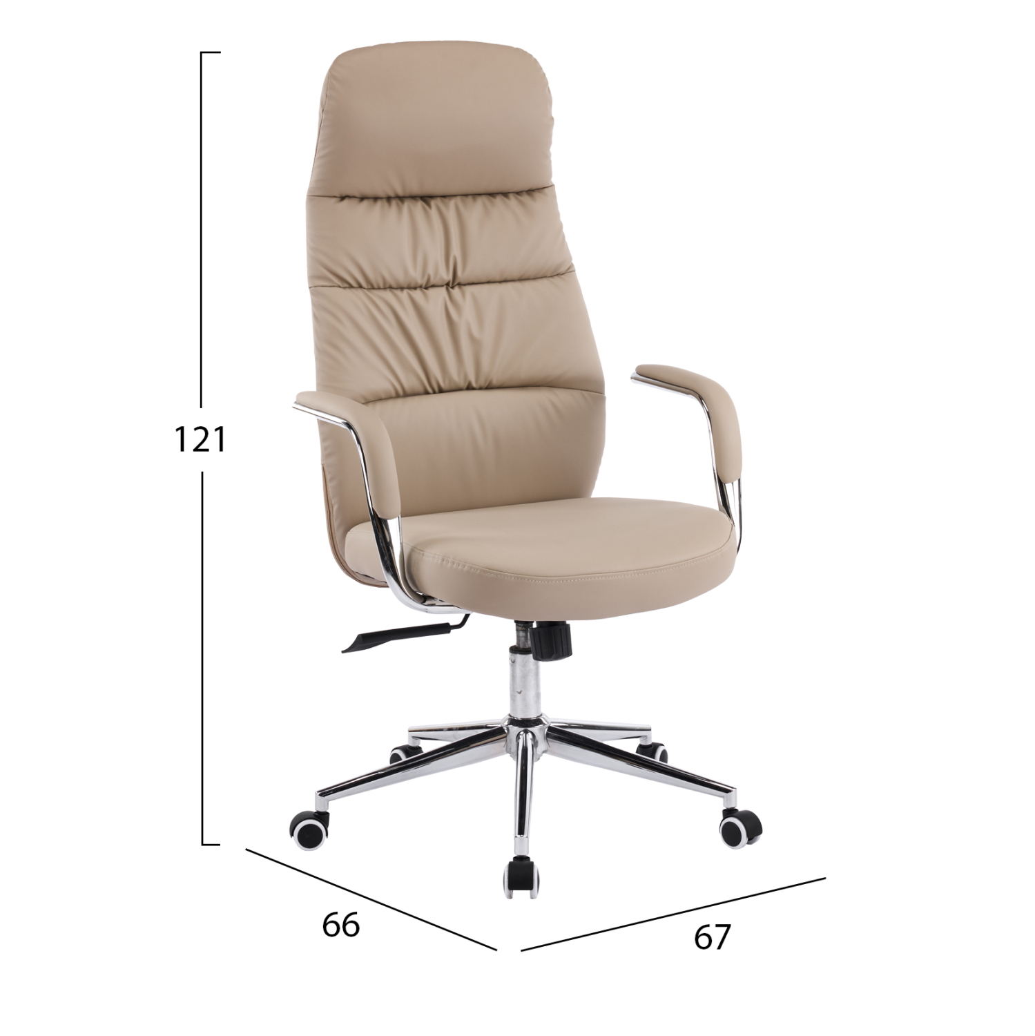 ΚΑΡΕΚΛΑ ΓΡΑΦΕΙΟΥ FB918355.02 ΜΠΕΖ PU ΔΕΡΜΑ--ΒΑΣΗ ΧΡΩΜΙΟΥ 67x66x121Υεκ - Image 2