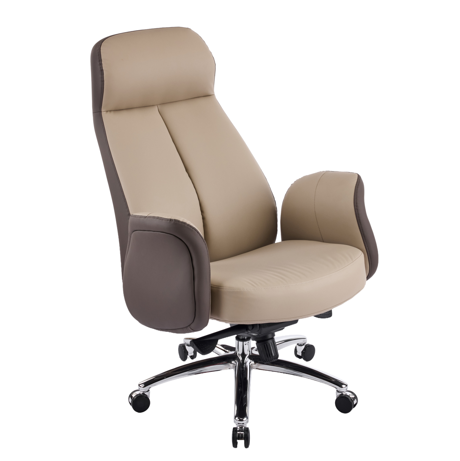 ΚΑΡΕΚΛΑ ΓΡΑΦΕΙΟΥ FB918356.02 ΜΠΕΖ-ΚΑΦΕ PU ΔΕΡΜΑ--ΒΑΣΗ ΧΡΩΜΙΟΥ 66x70x132.5Υεκ - Image 7