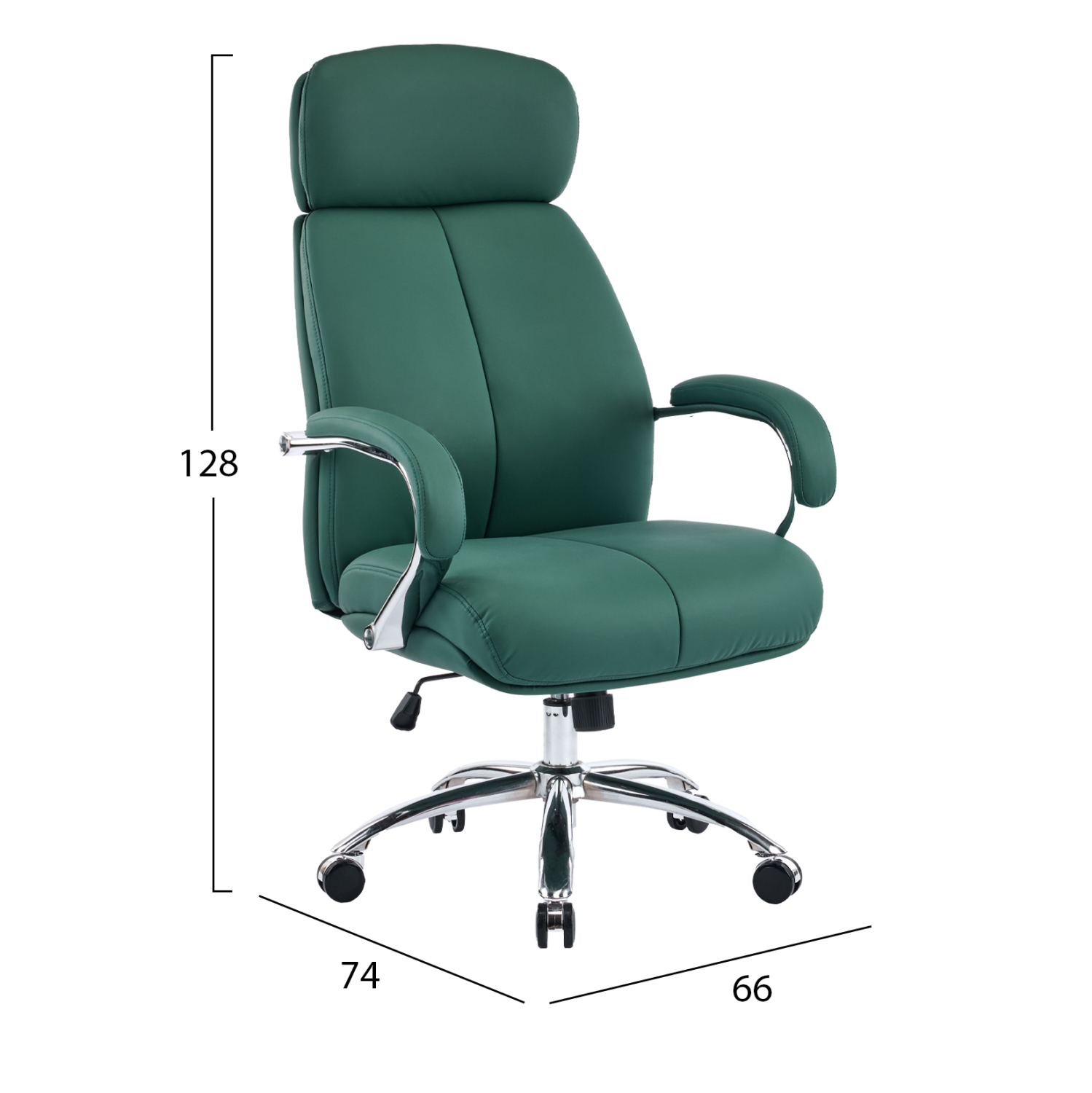 ΚΑΡΕΚΛΑ ΓΡΑΦΕΙΟΥ FB918357.07 ΠΡΑΣΙΝΟ PU ΔΕΡΜΑ--ΒΑΣΗ ΧΡΩΜΙΟΥ 66x74x128Υεκ - Image 2