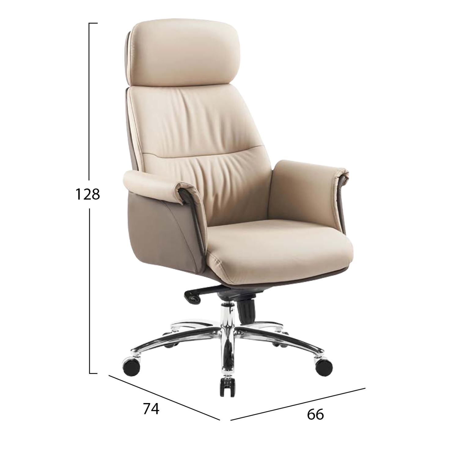 ΚΑΡΕΚΛΑ ΓΡΑΦΕΙΟΥ FB918358.02 ΜΠΕΖ-ΚΑΦΕ PU ΔΕΡΜΑ--ΒΑΣΗ ΧΡΩΜΙΟΥ 72x74x128Υεκ - Image 2