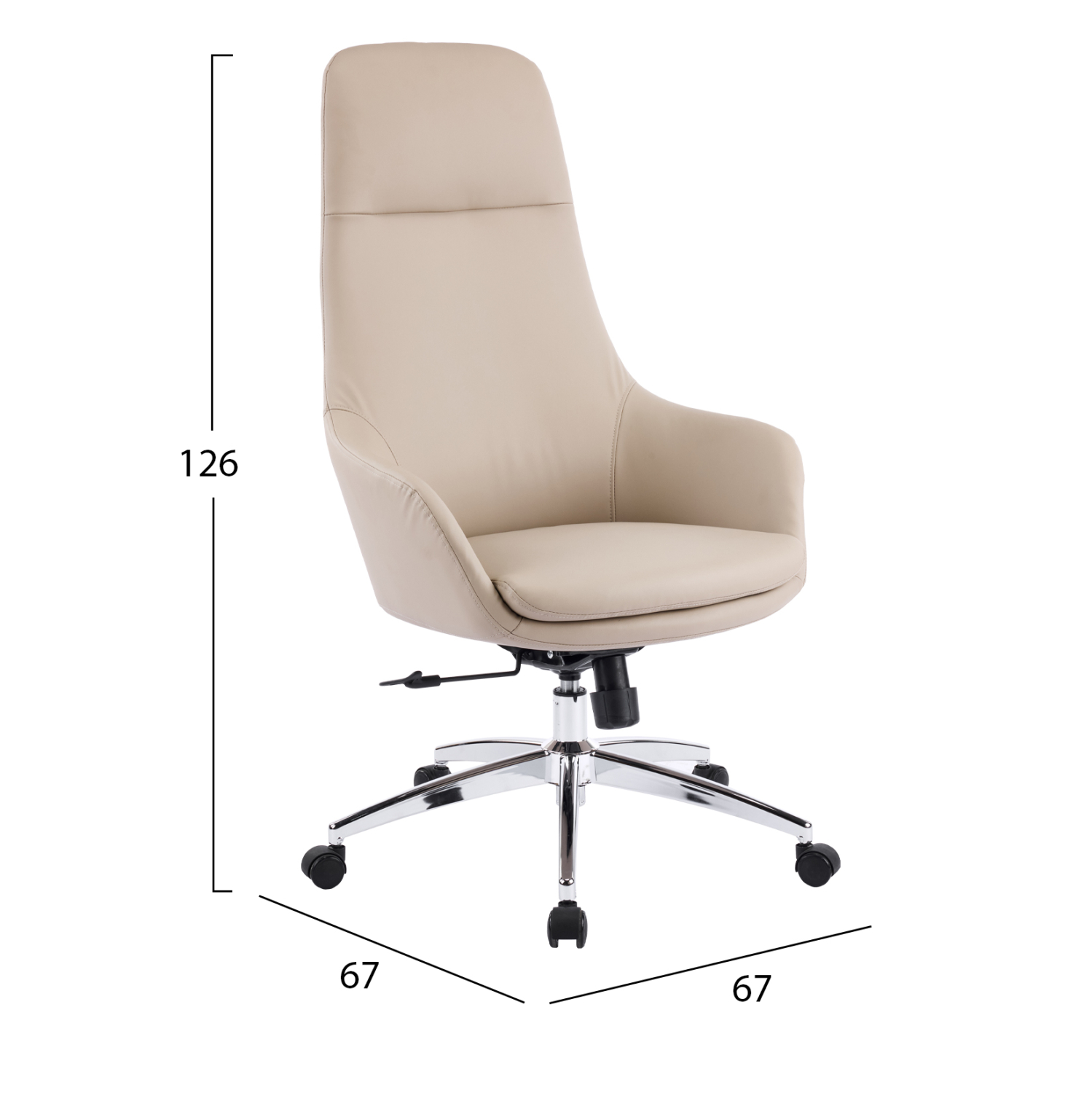 ΚΑΡΕΚΛΑ ΓΡΑΦΕΙΟΥ FB918359.02 ΜΠΕΖ PU ΔΕΡΜΑ--ΒΑΣΗ ΧΡΩΜΙΟΥ 67x67x126Υεκ - Image 2