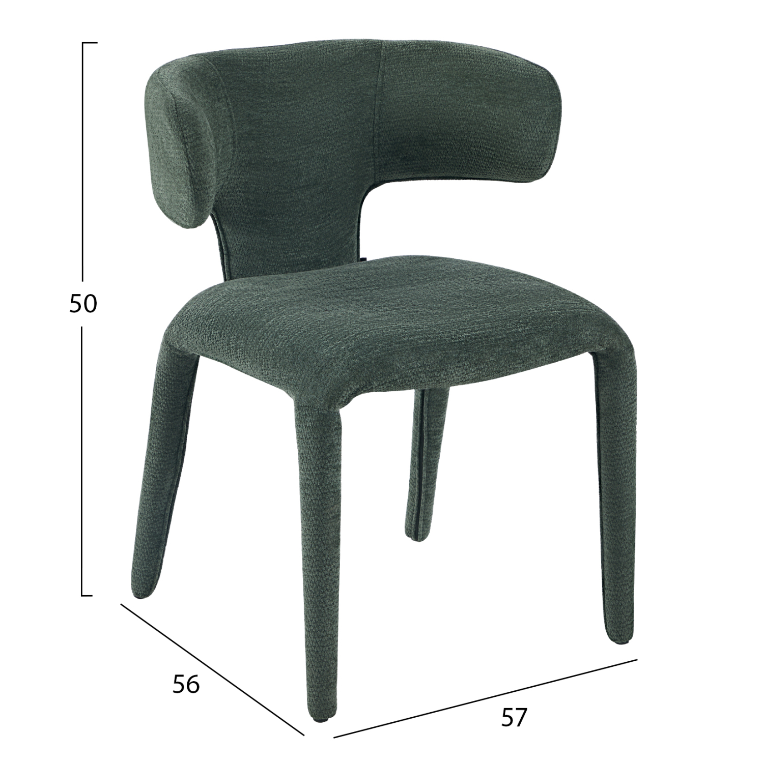 ΠΟΛΥΘΡΟΝΑ ΤΡΑΠΕΖΑΡΙΑΣ FB918361.04 ΠΡΑΣΙΝΟ ΥΦΑΣΜΑ 49,5x55,5x76Υεκ. - Image 2