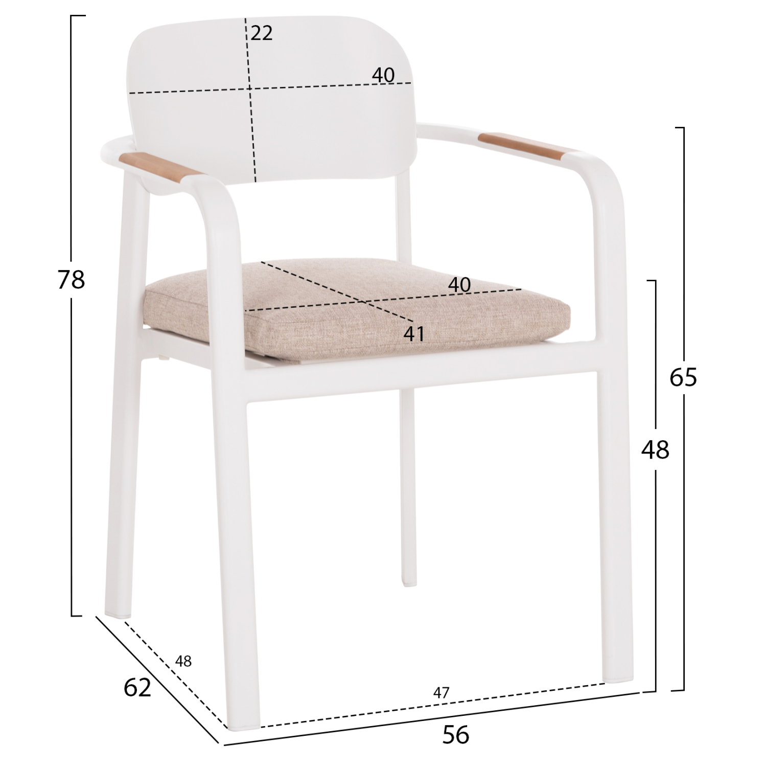 ΠΟΛΥΘΡΟΝΑ ΤΡΑΠΕΖΑΡΙΑΣ FB96414.02 ΛΕΥΚΟ ΑΛΟΥΜΙΝΙΟ-ΜΠΕΖ OLEFIN--TEAK 56x62x78Υεκ - Image 2
