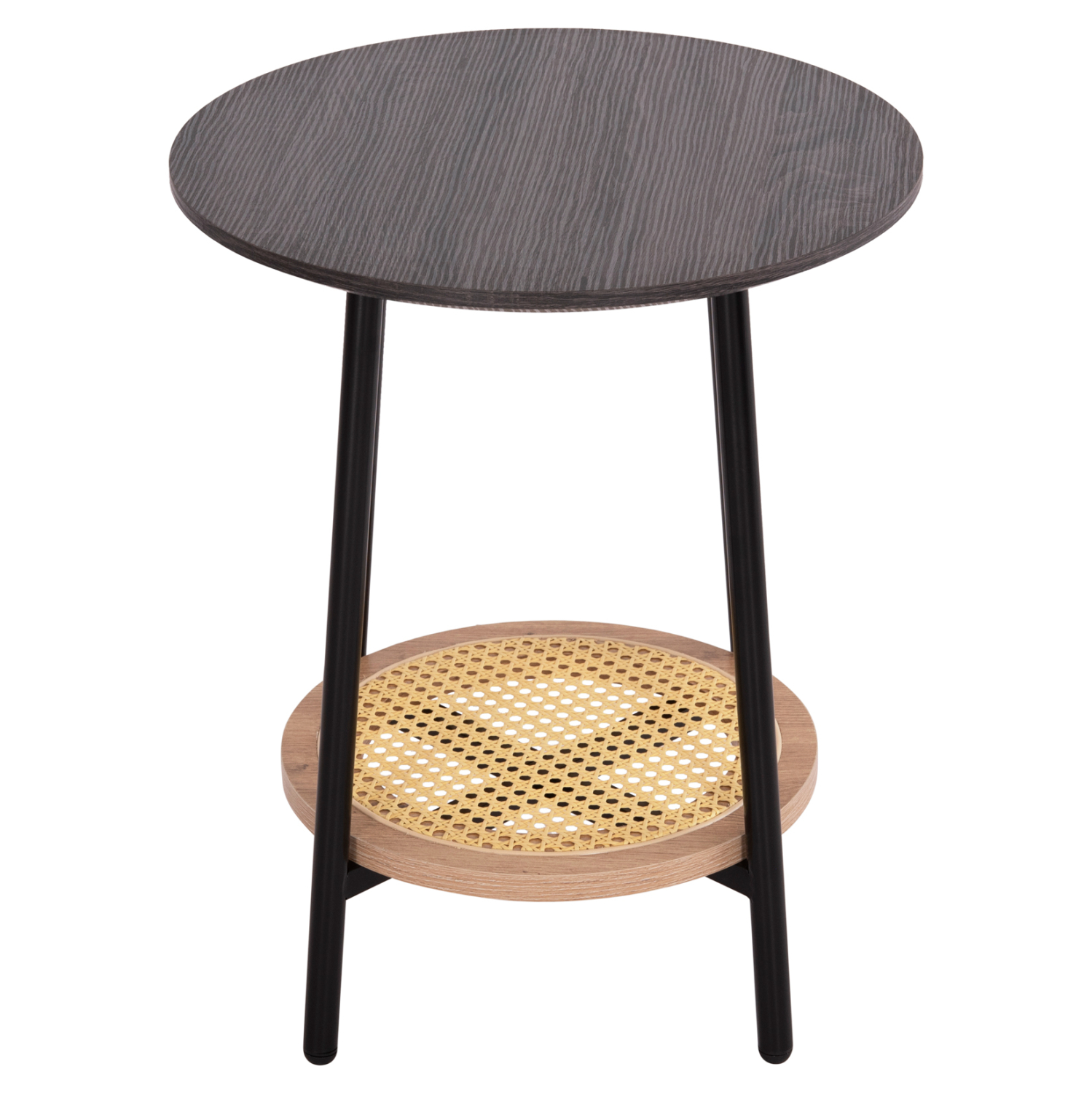 ΒΟΗΘΗΤΙΚΟ ΤΡΑΠΕΖAKI FB918034 MDF ΣΕ ZEBRANO-ΜΕΤΑΛΛΙΚΑ ΠΟΔΙΑ-WICKER Φ45x55Υεκ - Image 3