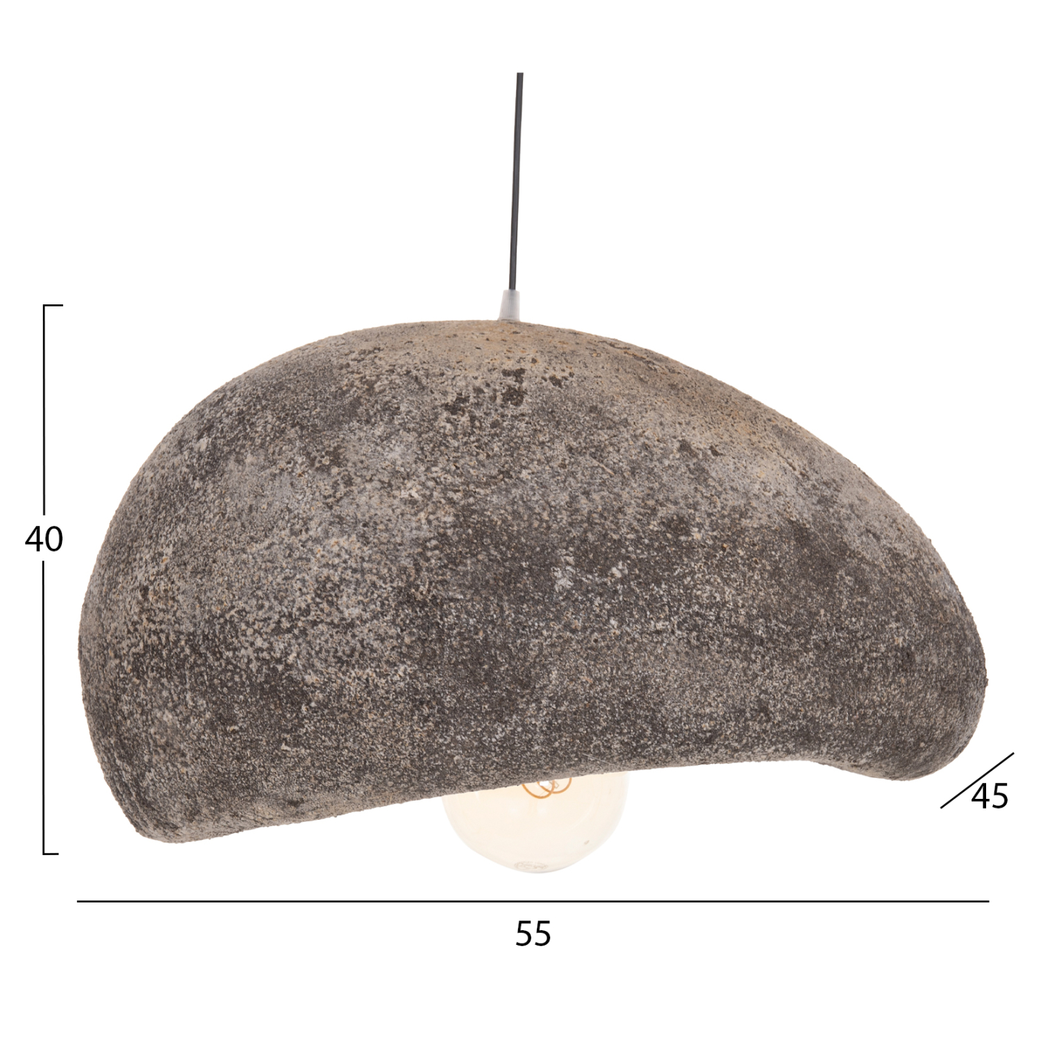 ΦΩΤΙΣΤΙΚΟ ΟΡΟΦΗΣ ΜΕ ΟΨΗ ΠΕΤΡΑΣ FB94418.04 ΓΚΡΙ--55x45x40Υεκ. - Image 2