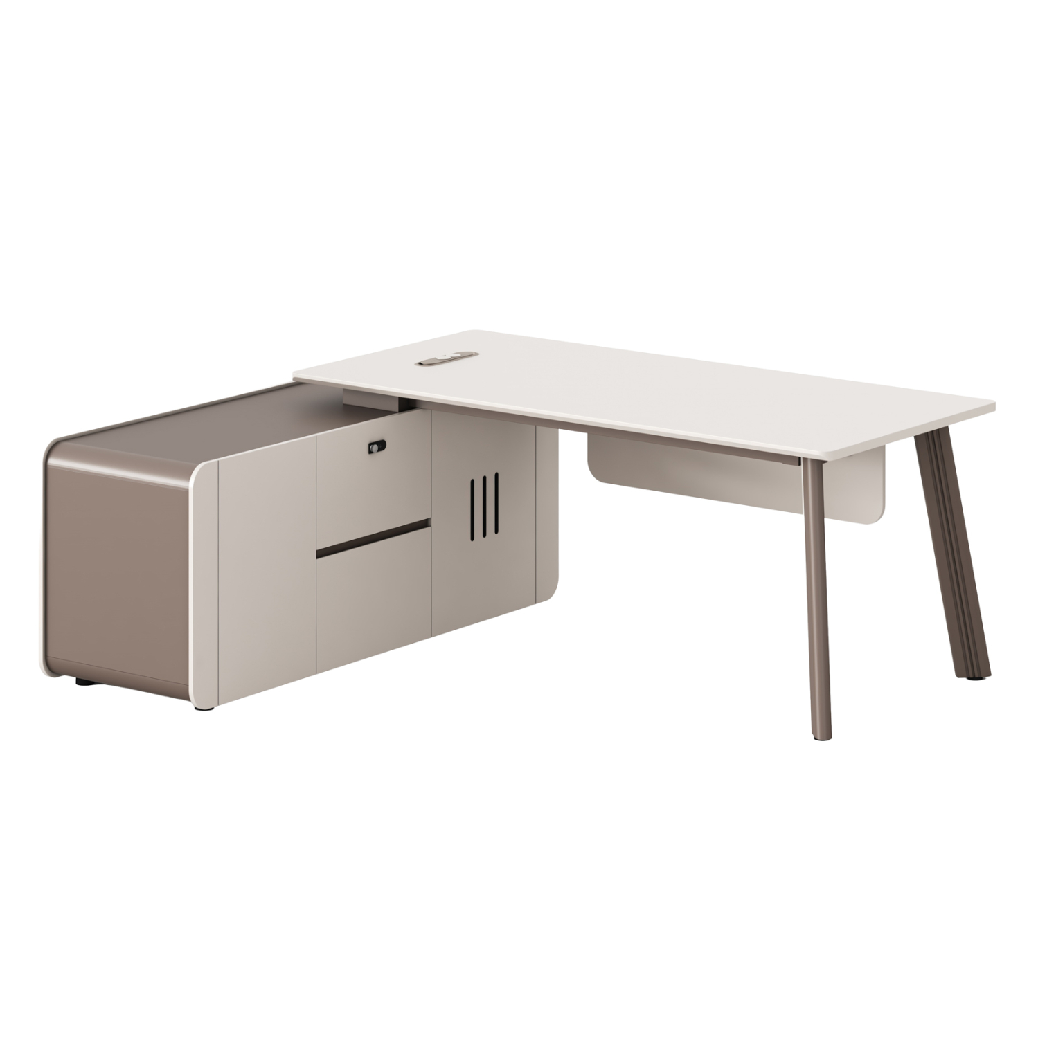 ΓΡΑΦΕΙΟ ΑΡΙΣΤΕΡΗ ΓΩΝΙΑ FB918271L ΜΕΛΑΜΙΝΗ ΕΚΡΟΥ-ΑΝΟΙΧΤΟ ΚΑΦΕ 200x165x75Υεκ