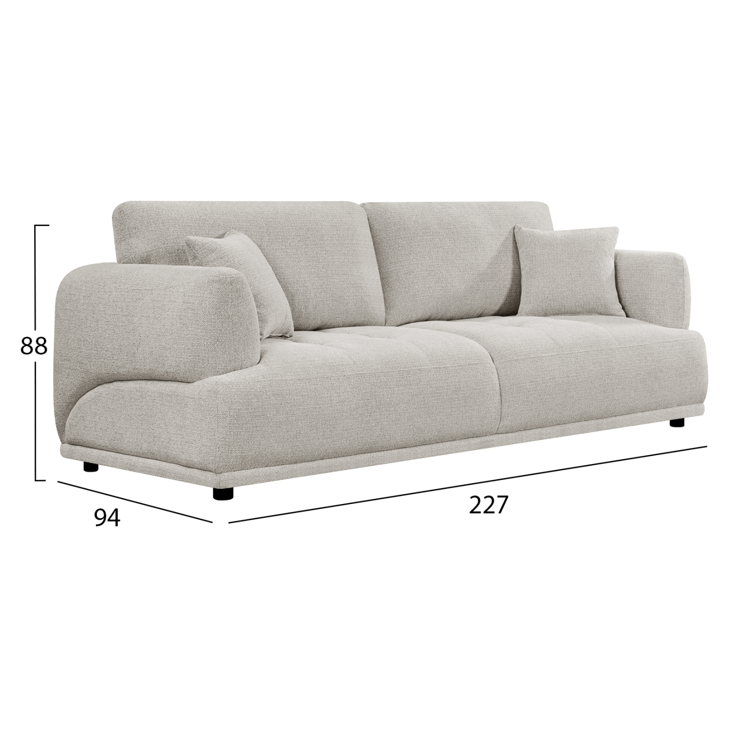 ΚΑΝΑΠΕΣ 3-ΘΕΣΙΟΣ FB93329.02 ΑΝΟΙΧΤΟ ΜΠΕΖ ΥΦΑΣΜΑ 227x94x88Υεκ. - Image 2