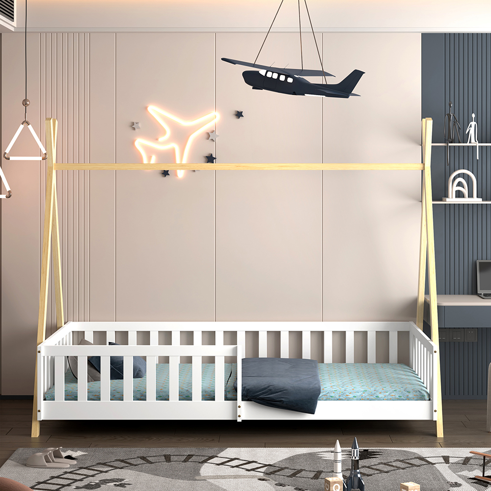 ΚΡΕΒΑΤΙ ΠΑΙΔΙΚΟ ΜΕ ΚΑΓΚΕΛΑ FB9739.03 τ.MONTESSORI ΠΕΥΚΟ ΦΥΣΙΚΟ-ΛΕΥΚΟ--190x90εκ - Image 4