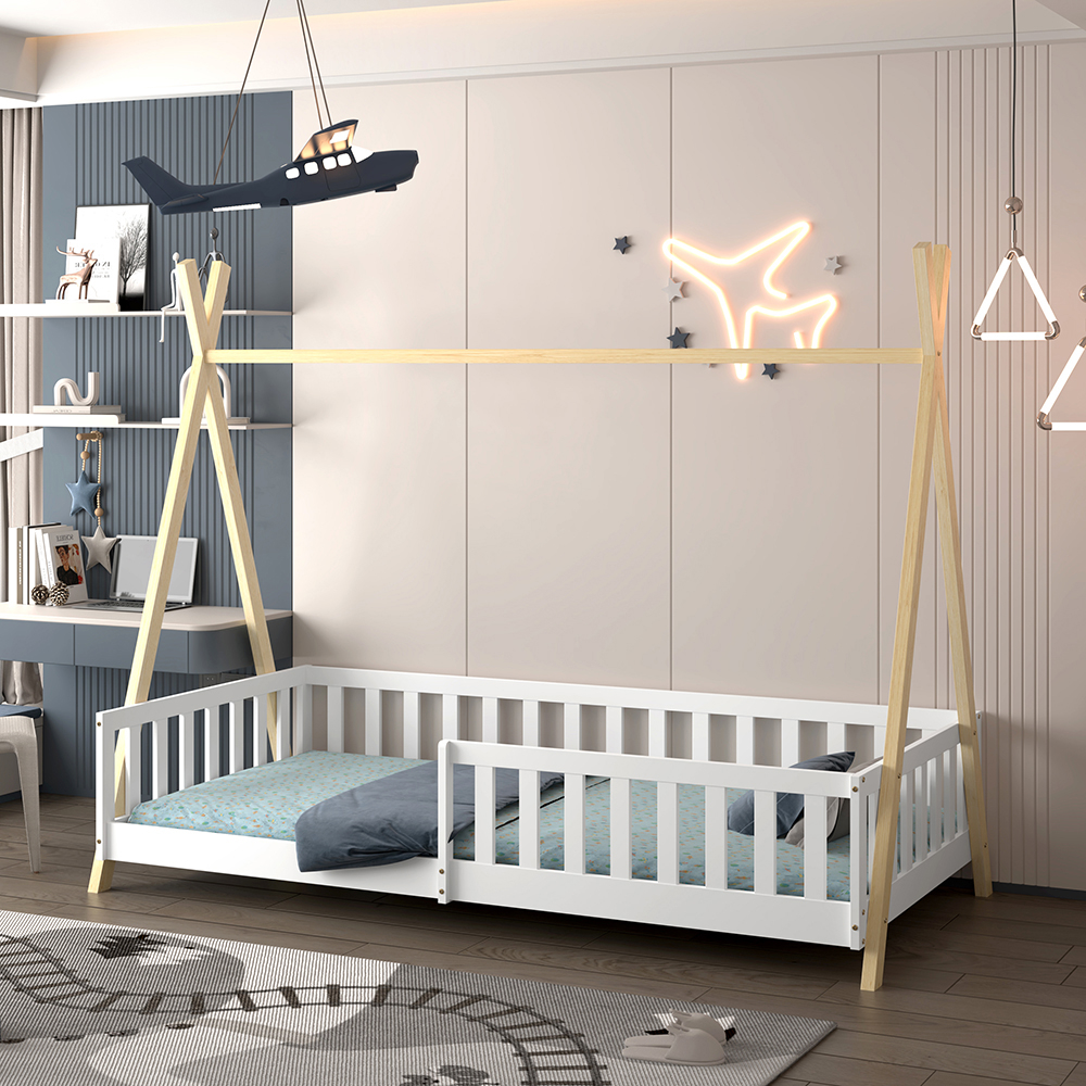 ΚΡΕΒΑΤΙ ΠΑΙΔΙΚΟ ΜΕ ΚΑΓΚΕΛΑ FB9739.03 τ.MONTESSORI ΠΕΥΚΟ ΦΥΣΙΚΟ-ΛΕΥΚΟ--190x90εκ - Image 5