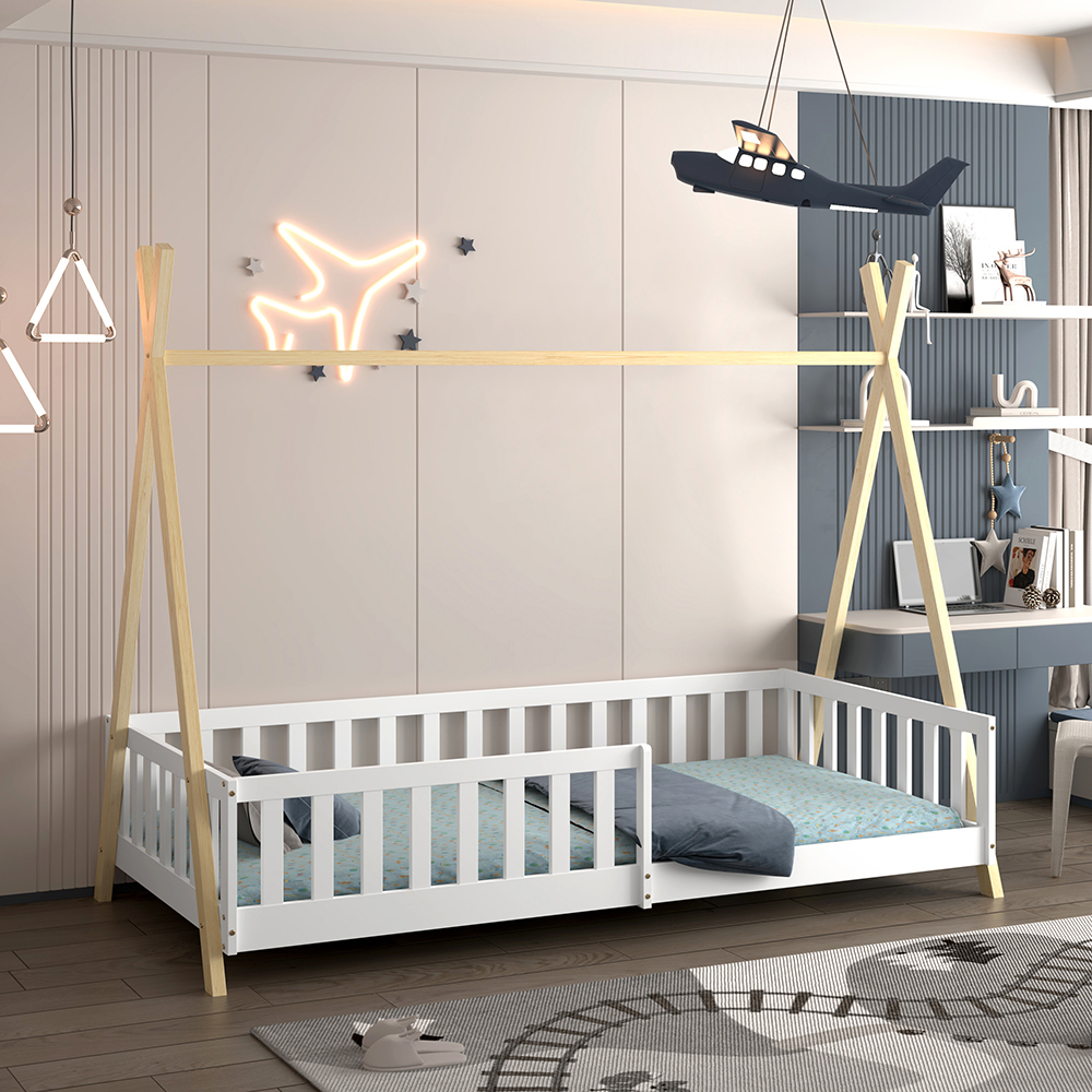 ΚΡΕΒΑΤΙ ΠΑΙΔΙΚΟ ΜΕ ΚΑΓΚΕΛΑ FB9739.03 τ.MONTESSORI ΠΕΥΚΟ ΦΥΣΙΚΟ-ΛΕΥΚΟ--190x90εκ - Image 9