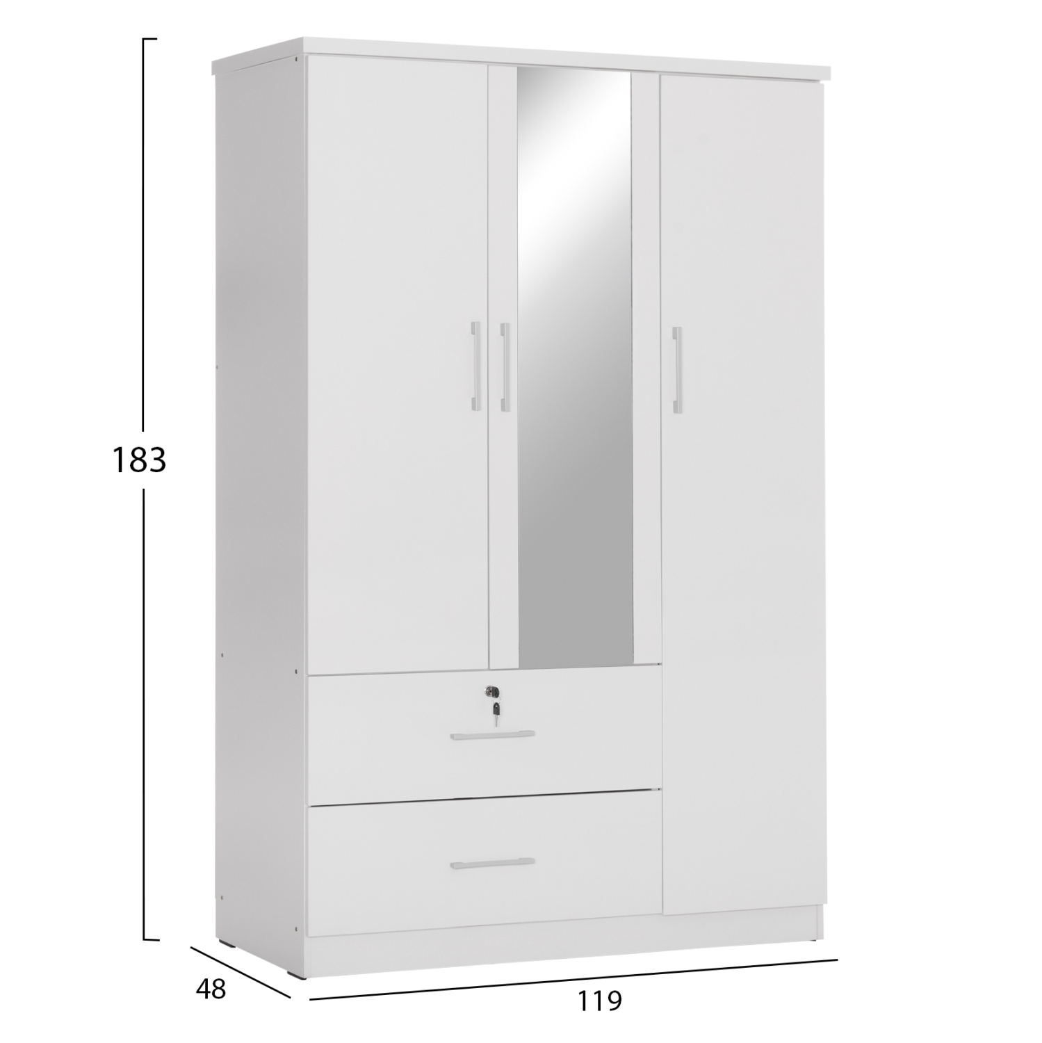 ΝΤΟΥΛΑΠΑ ΜΕ ΚΑΘΡΕΦΤΗ & ΣΥΡΤΑΡΙΑ FB92485.01 ΛΕΥΚΗ ΜΕΛΑΜΙΝΗ 119x48x183Υεκ - Image 2