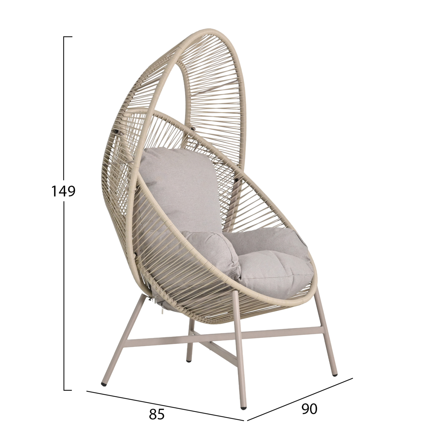 ΠΟΛΥΘΡΟΝΑ-ΦΩΛΙΑ FB96506.02 ΜΟΚΑ ΜΕΤΑΛΛΟ-P.E.RATTAN--ΓΚΡΙ ΜΑΞΙΛΑΡΙΑ 90x85x149Υεκ - Image 2